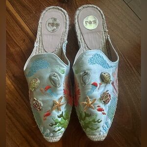 Ras Embroidered Mule Espadrilles; Size EU 38